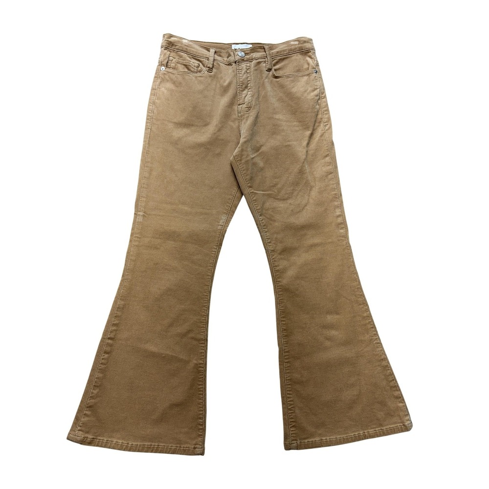 FRAME Le Crop Flare Jeans Womens 29 Brown Light‎ Camel Mid Rise Corduroy Stretch